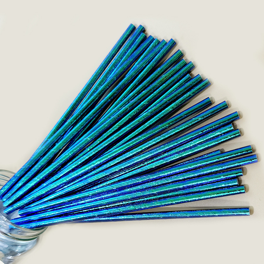 Gran cantidad en stock paja de papel desechable al por mayor paja de papel degradable paja láser Arco Iris transfronterizo Amazon
