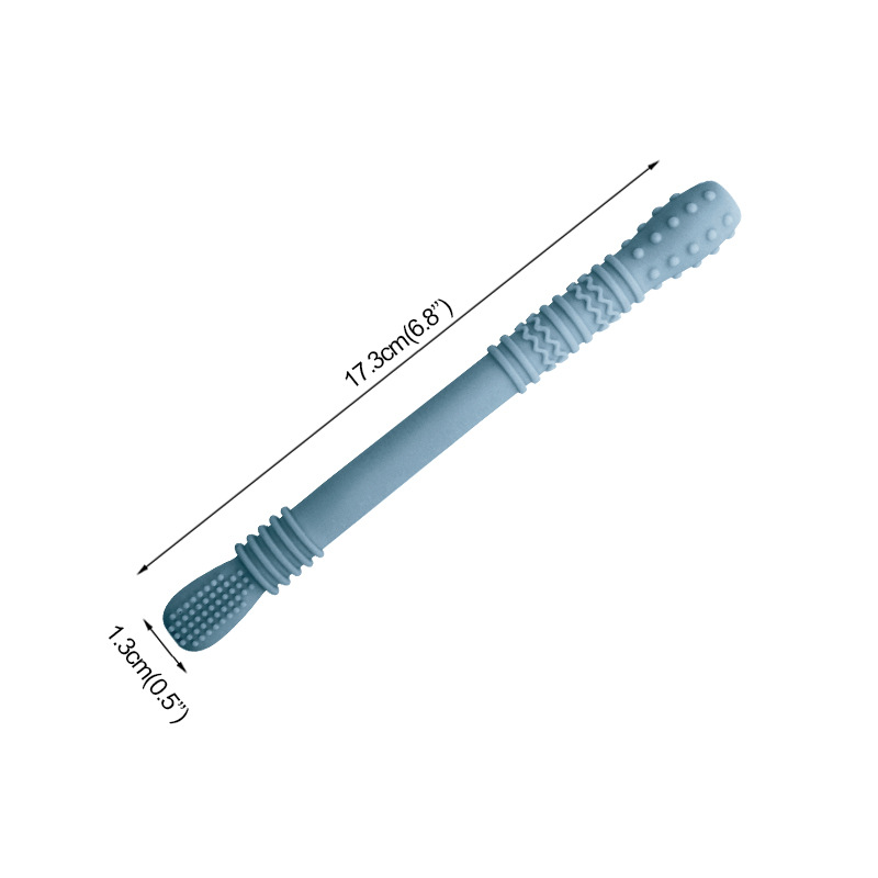Amazon al por mayor dentición infantil juguetes de dientes de silicona palillos de dientes huecos resistentes a la comida mano diente calmante