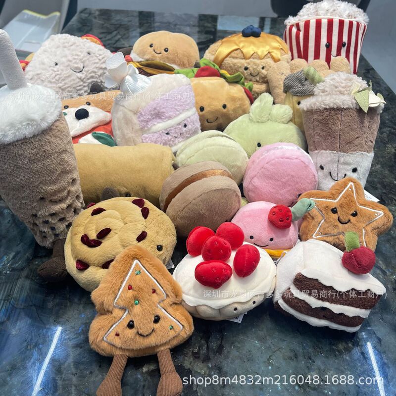 Food Collection~Marshmallow Donuts Popcorn Strawberry Tart Mousse Lemon Tart Macaron Cake Doll