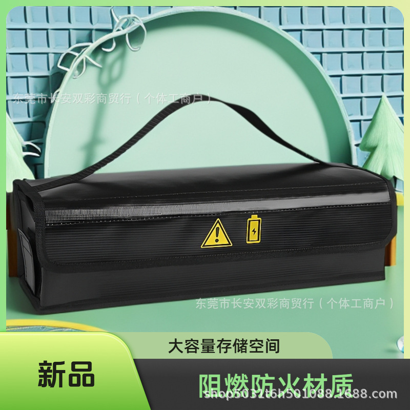 Electric Bicycle Battery Bag with Handle, Explosion-Proof, Large Capacity, Fire-Resistant Lithium Polymer Bag, Battery Box with Charging Port