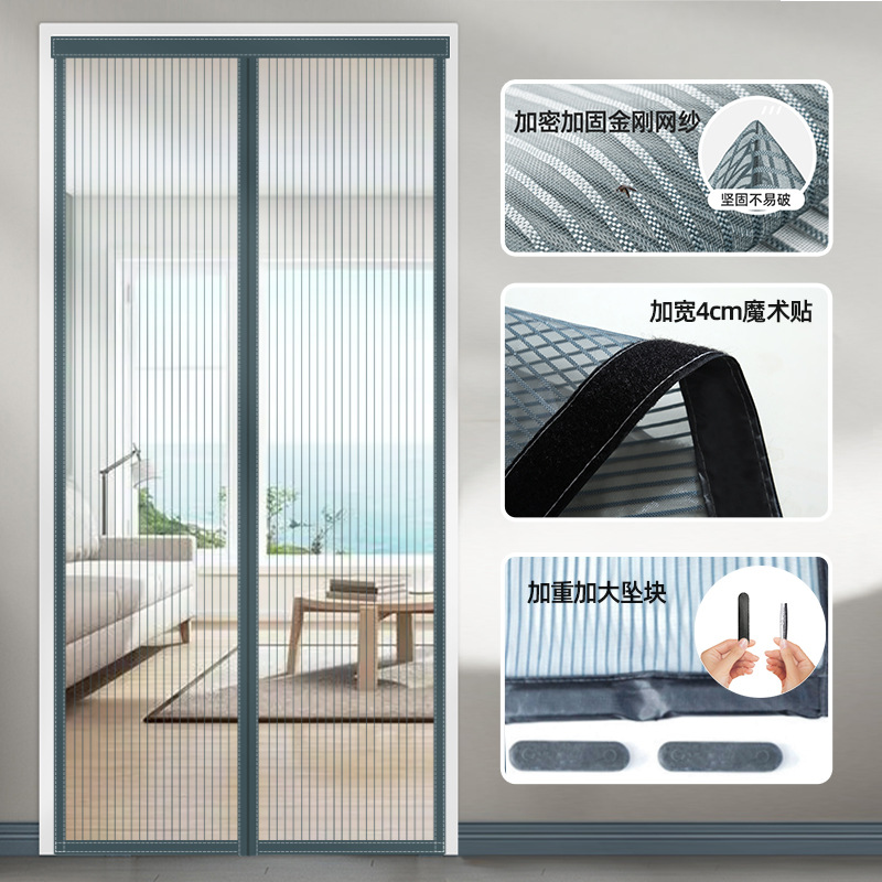 Cortina de puerta a prueba de mosquitos privacidad ventilación sin perforación doméstica 2025 nuevo tipo de puerta de pantalla magnética auto-succión anti-espionamiento partición de barrera