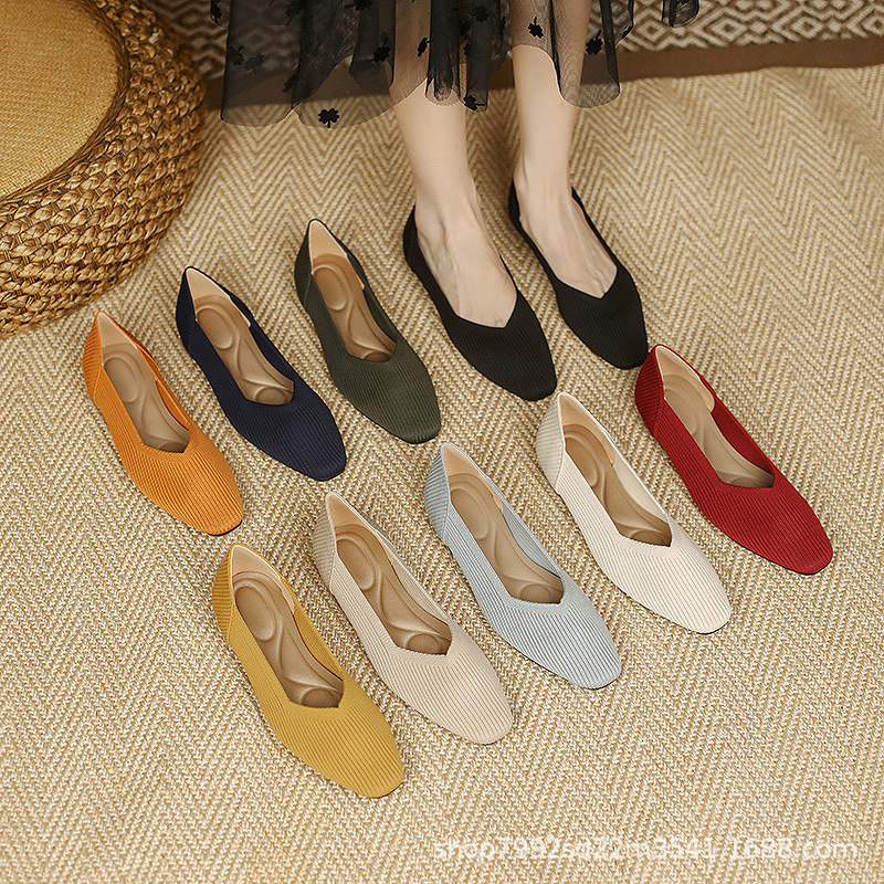 Spring 2025 New Princess Shoes Small Square Head Flat Shoes Women's Cross-border Foreign Trade Woven Shoes Comfortable Breathable Ladyshoes