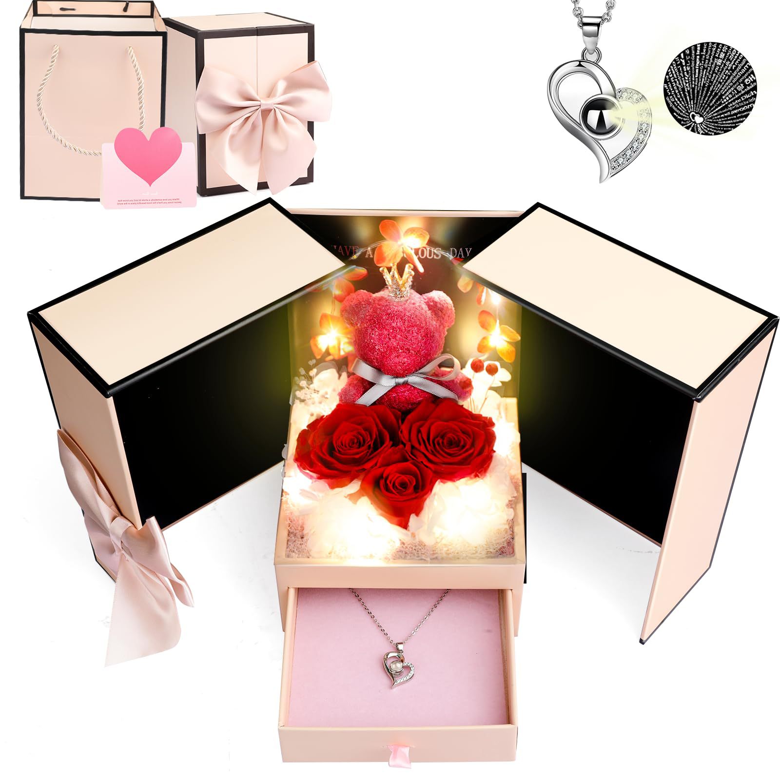 Platinum fuchsia gift box, with little bears