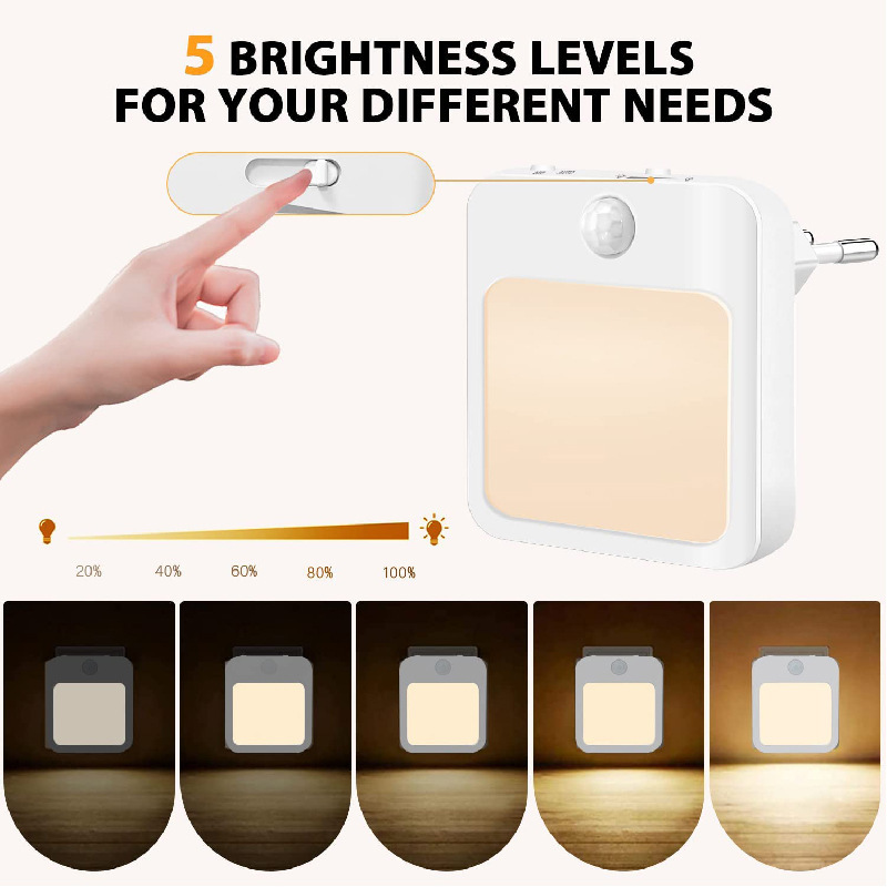 Plug-In Dimming Night Light Motion Sensor Human Body Sensor Light Infrared Sensor Light Stepless Dimming Sensor Night Light in Stock