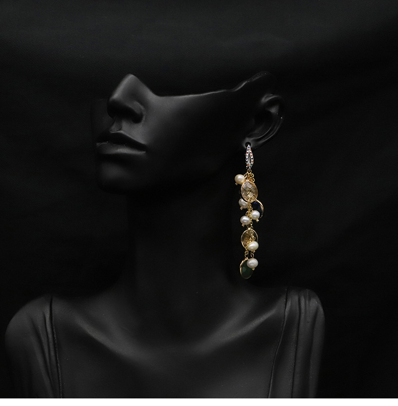 1 Pair Ig Style Basic Modern Style Geometric Plating Inlay Freshwater Pearl Copper Zircon Drop Earrings display picture 3