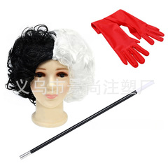 黑白魔女库伊拉角色扮演假发手套烟杆项链套装cos101忠狗艾斯黛拉