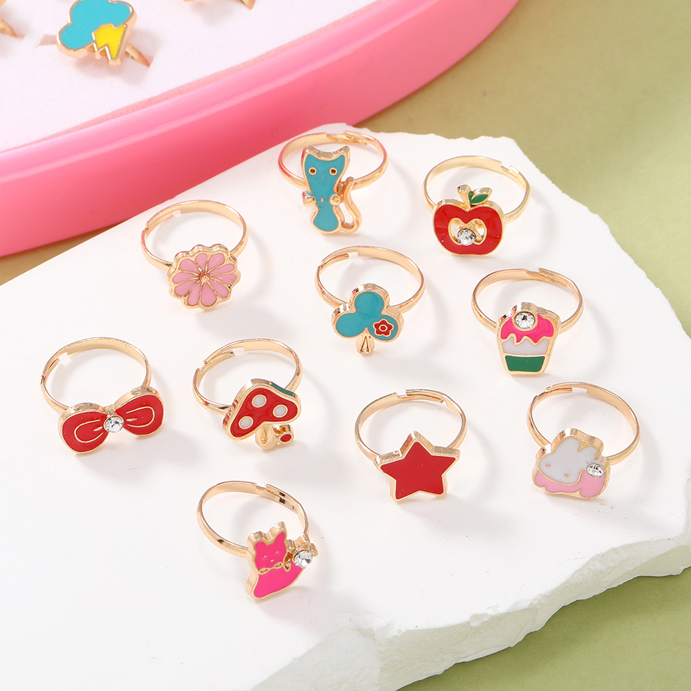 Children's ring 2023 new Aisha Princess rhinestone jewelry gift box little girl cute jewelry girl jewelry