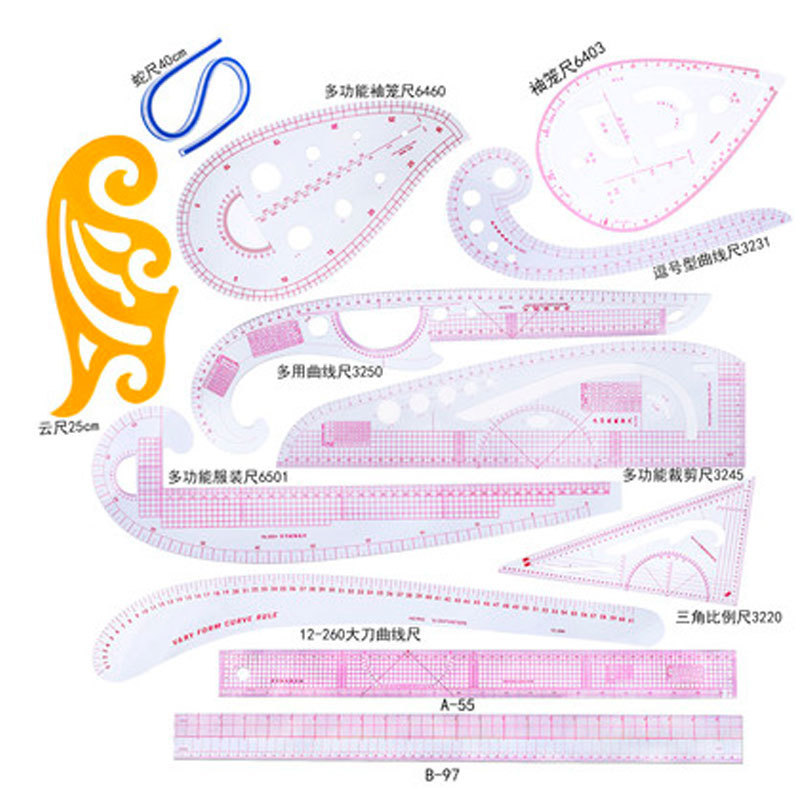Regla multifuncional para la fabricación de placas, regla de corte, regla de corte, regla de diseño de ropa, regla de curva