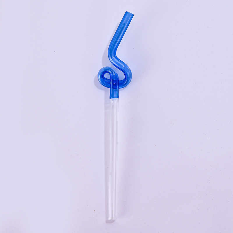 Paja de vidrio de color en forma de japonés lindo resistente a altas temperaturas creativo color a juego bebida de leche caliente paja curvada