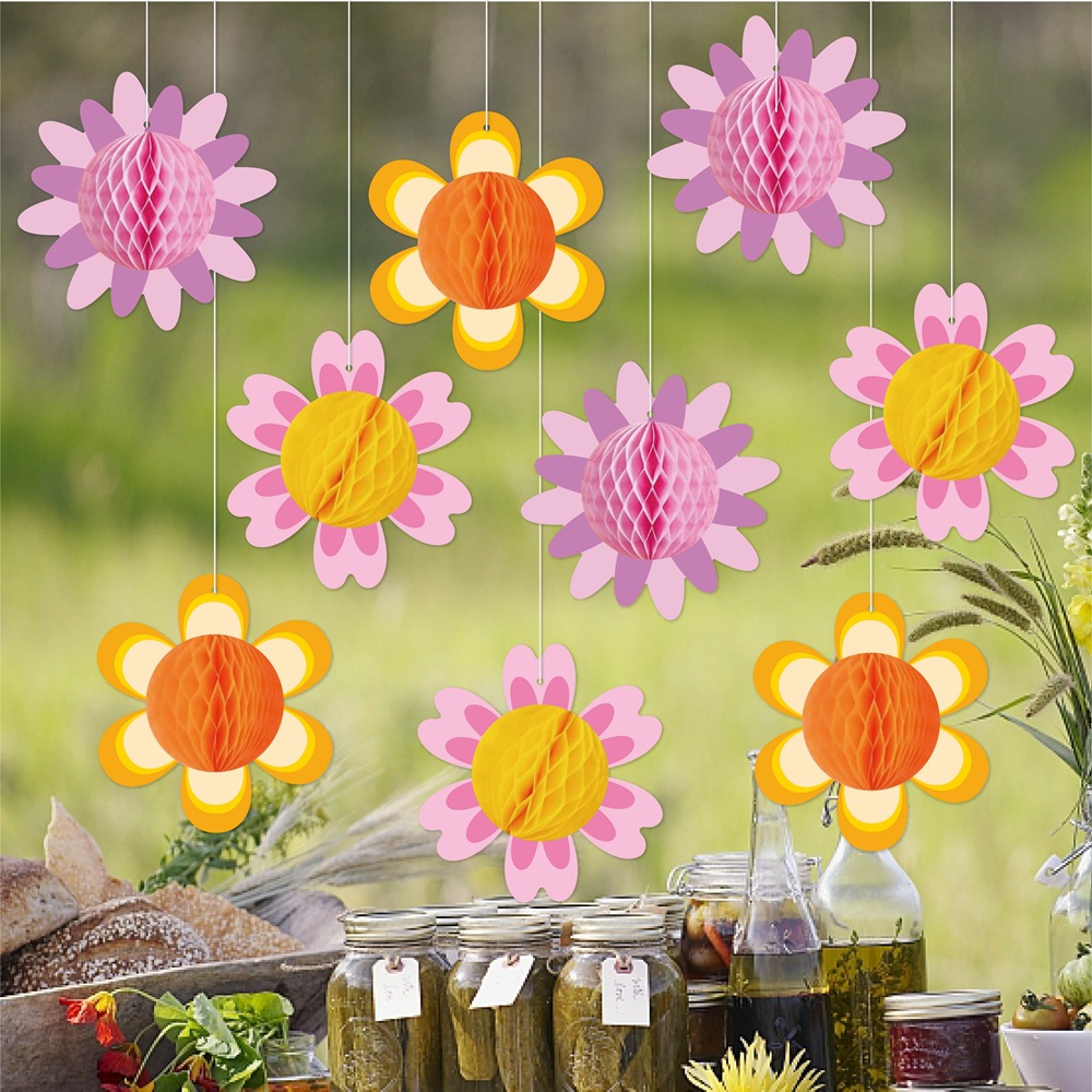 Transfronterizos nueva decoración de cumpleaños colgante colgante de abeja flor de primavera colgante colgante de abeja tridimensional suministros de decoración de cumpleaños