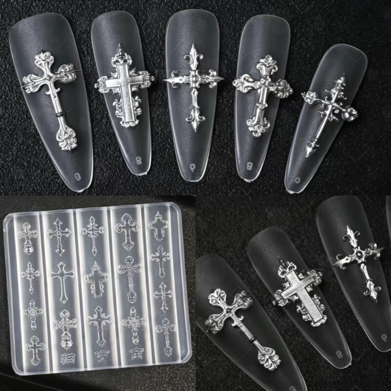 Dark Style Nail Art Alloy Accessories Series Cross Star Nail Decorations Vintage Accessories DIY Nail Mold Dark Style Nail Art Alloy Accessories Series Cross Star Nail Decorations Vintage Accessories DIY Nail Mold