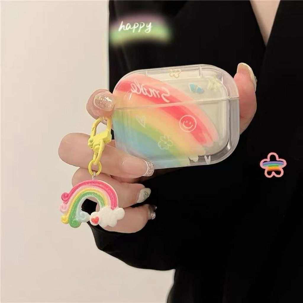 Arco iris sonriente para airpods4 generación airpodspro2 Apple auriculares cubierta 3 generación 2 generación 5 generación