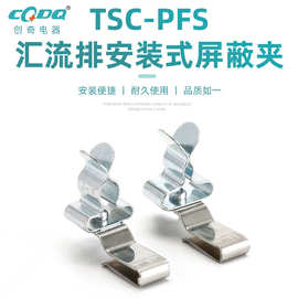 TSC-PFS汇流排安装式屏蔽夹10*3双半圆形防电磁线夹铜排接地端子