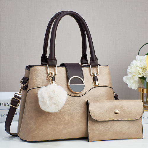  new retro material cross-border splicing mother-in-law bag simple solid color large capacity single shoulder handheld women's bag texture bag