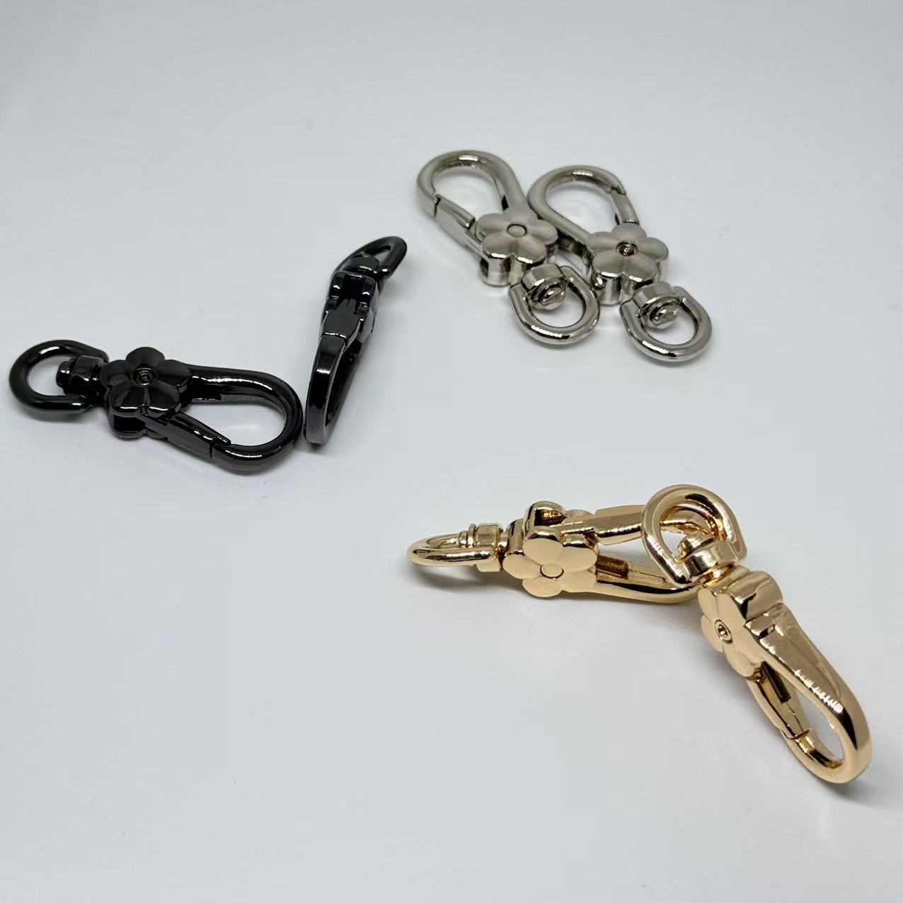 浅金色/银色花朵扣子狗扣肥扣辛合金属包挂扣饰品扣加大加厚狗扣