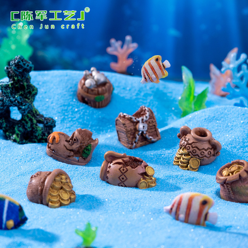 Cross-Border Creative Underwater Treasure Box Pottery Jar Fish Tank Landscaping DIY Decoration Accessories Micro Landscape Small Ornaments