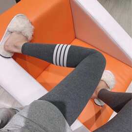 不起球打底裤女春秋款冬季加绒款TB全针织四杠条纹显瘦高弹小脚裤