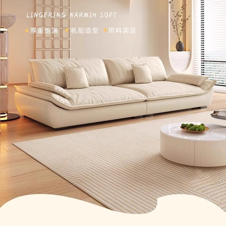 小户型奶油风意式极简帆船直排沙发客厅出租屋公寓民宿三人位沙发