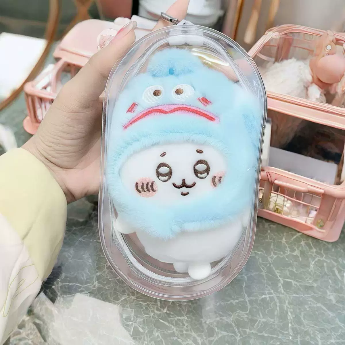 10CM13CMPVC透明遛娃包胶囊防尘外出包棉花娃娃玩偶团子收纳包