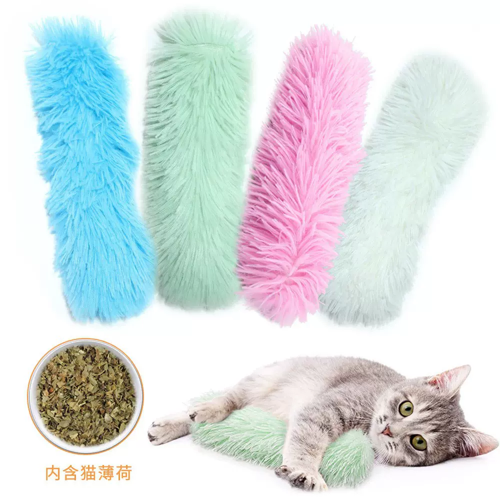 爆款长毛绒条抱枕内含猫薄荷猫咪枕头陪伴猫玩具宠物用品现货批发