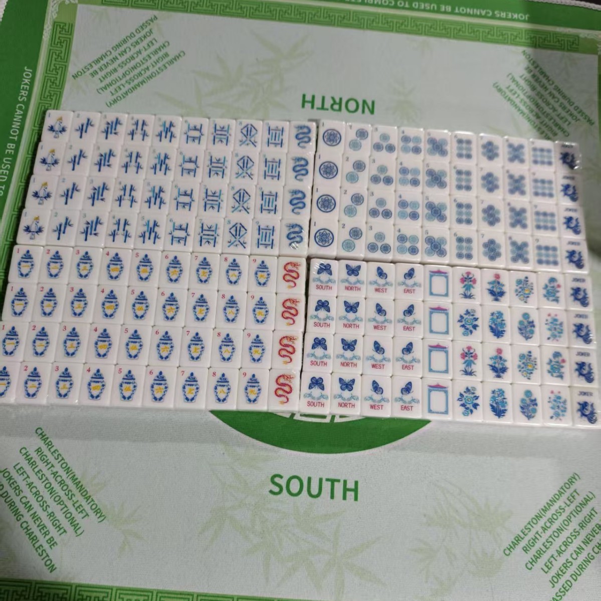Pink melamine American mahjong with blue and white porcelain color scheme, acrylic American mahjong, 160 tiles, new cross-border bestseller
