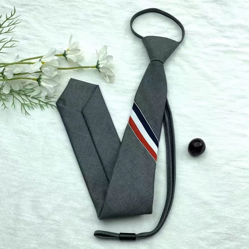Галстук Wang Xinling Tie JK женский, хлопок, корейская версия, свободный ленивый крой, пояс-фиксатор, однотонный тёмно-серый