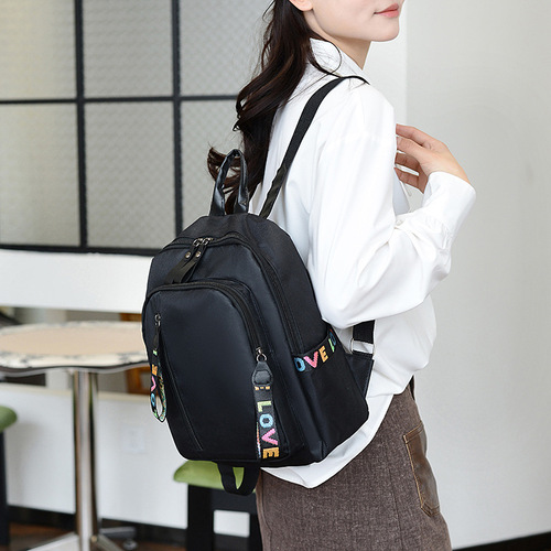 Cross-border dual-shoulder bag for women, trendy Korean-style nylon fabric, versatile fashionable backpack, casual large-capacity lightweight travel bag