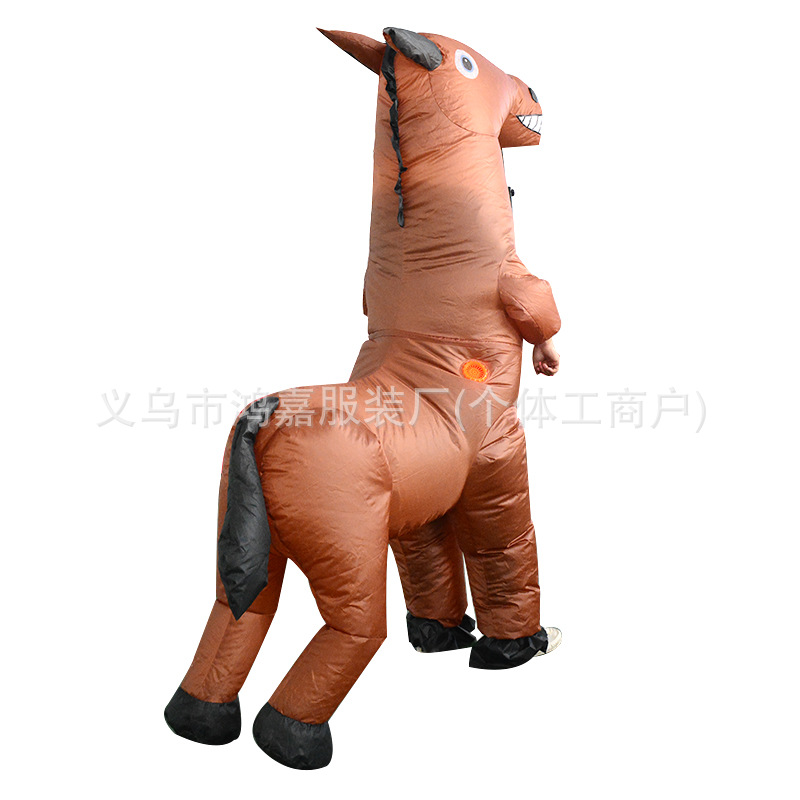 Accesorios de fiesta de Halloween transfronterizos traje de marioneta para padres e hijos caballo de montar animal juego de rol divertido traje inflable de montar a caballo image 5