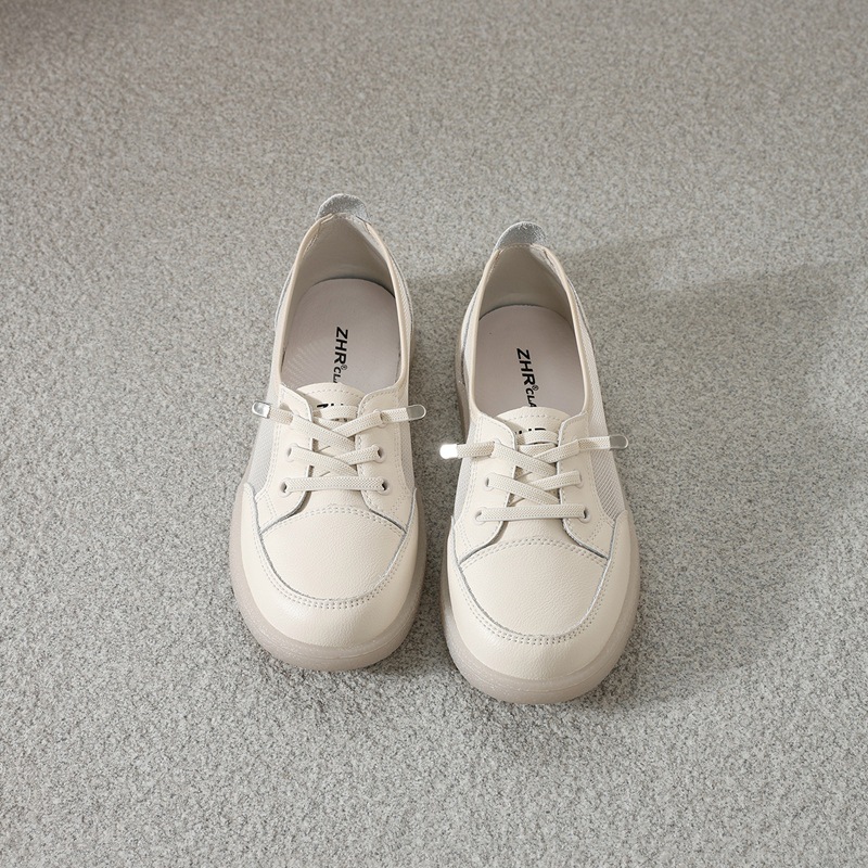 Giày sneaker nữ đế bằng phong cách Đức huấn luyện, mặt lưới thoáng khí, nhẹ, dễ phối đồ — A180E Màu be