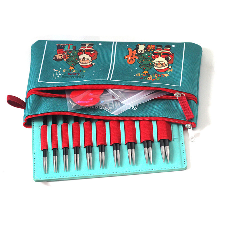 Herramientas de tejido QVCBF 12cm desmontables de doble color de acero de aluminio aguja de anillo 10 set de aguja de suéter