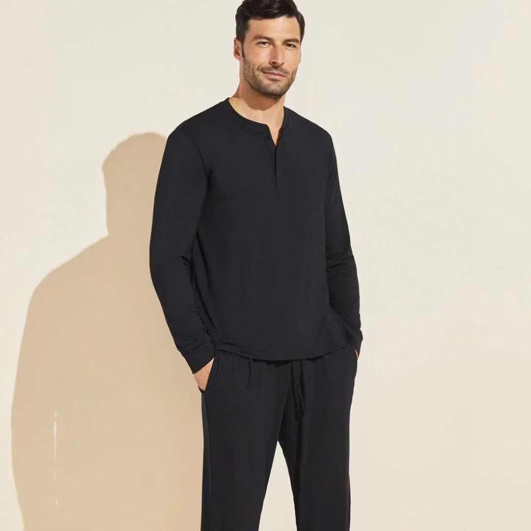 Italian Spring and Autumn Men's High-End Modal Long-Sleeved Long Pants Skin-Friendly Loungewear Base Layer Casual Pajama Set