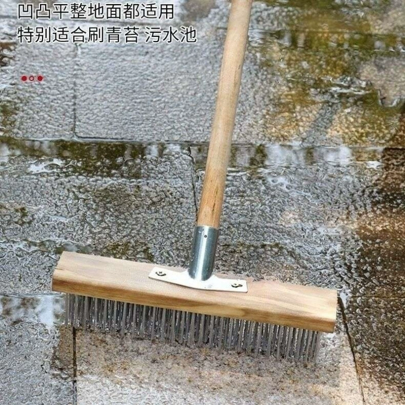 QX щетка для пола во дворе из нержавеющей стали с длинной ручкой, кухонная проволочная щетка, щетка для мытья полов, щетка для пола с жесткой щетиной, железо для мха