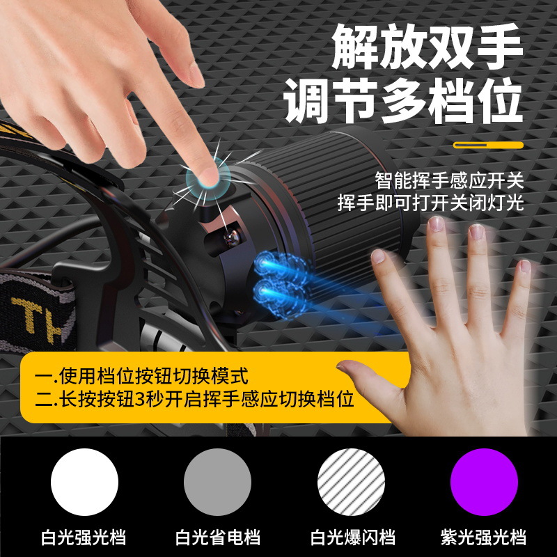 Led luz de cabeza de escorpión luz púrpura luz súper brillante linterna de luz fuerte para exteriores cabeza para el hogar luz de minero de largo alcance luz púrpura luz blanca image 5