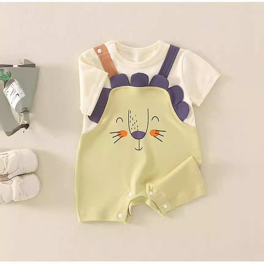 Bebé verano nuevo estilo dibujos animados moda mono recién nacido fuera tesoro hombres y mujeres tesoro mameluco lindo traje de escalada
