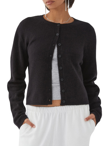 Women's Knit Cardigan, Solid Color, Button Front, Slim Sweaters