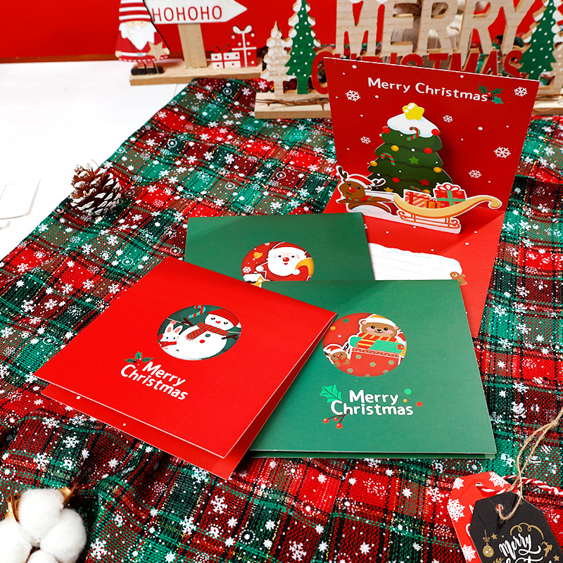 Nuevo estilo al por mayor tarjeta de felicitación de estilo ins 3d bendición de Navidad tarjeta pequeña tarjeta de agradecimiento manuscrita tarjeta de felicitación tridimensional de Navidad