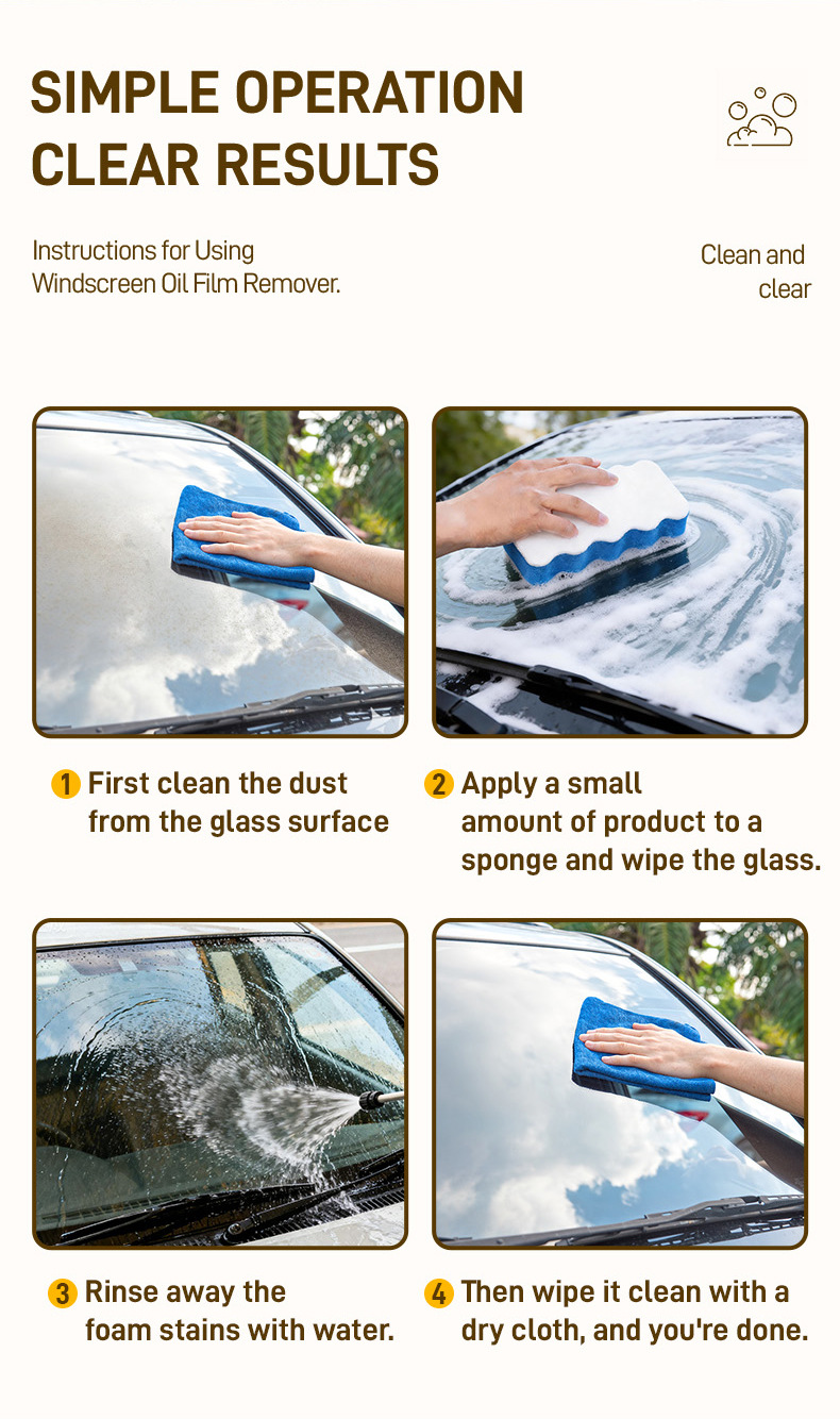 Glass Oil Film Cleaning Paste, Oil Film Remover, Powerful Oil Stain Remover for Front Windshield and Car Windows, Car Cleaning Supplies