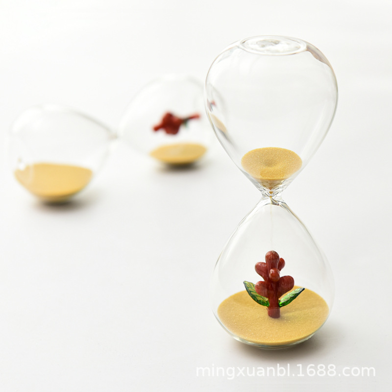 Creativa reloj de arena de 10 minutos Lovesick Bean temporizador tridimensional forma casera decoración vidrio artesanía regalo de cumpleaños