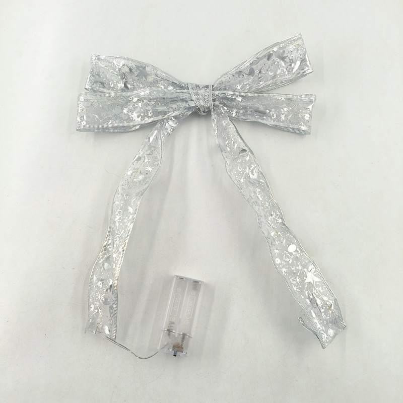 #D11 圣诞发光彩带-2米20灯2AA常亮银色彩带暖白灯