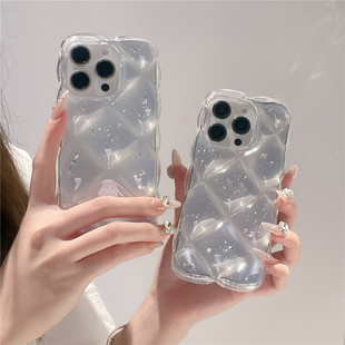 Epoxy Silver Foil Diamond Pattern Iphone14/13 Suitable for 11 Apple 17Air/16/15Promax Phone Case 12 Sets