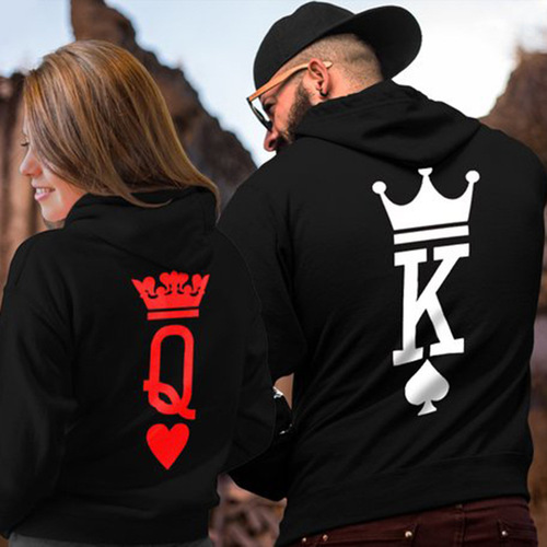 New Product WISH AliExpress Couple's Wear for Men and Women Crown KQ Hooded Sweatshirt Couple 2TEMU