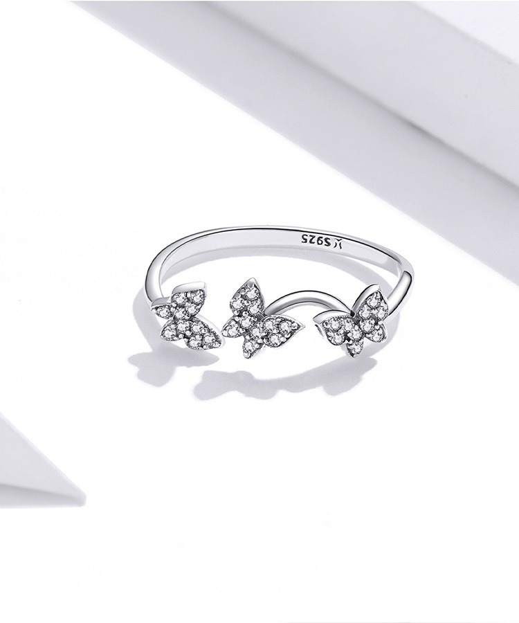 Fashion Geometric Butterfly Sterling Silver Plating Zircon Rings