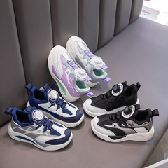Boys' and Girls' Rotating Button Basketball Shoes, High-Quality, Thick Sole, Sporty, Fashionable, Versatile, Casual Children's Shoes for Primary and Middle School Students