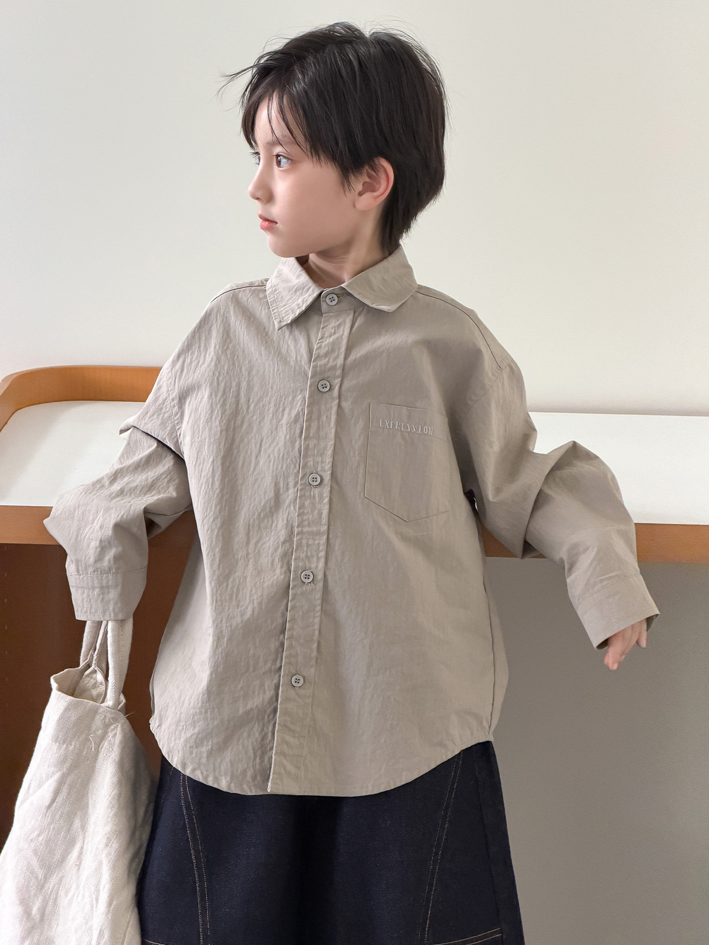 McCarthy ropa infantil 2026 primavera nueva camisa de algodón para niños ropa coreana ropa de primavera para niños camisa exterior