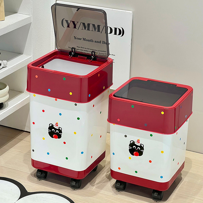 Cute Trash Can Press Paper Basket Toilet Living Room Large Capacity Household Bathroom High-Looking Kitchen Trash Can Cute Trash Can Press Paper Basket Toilet Living Room Large Capacity Household Bathroom High-Looking Kitchen Trash Can