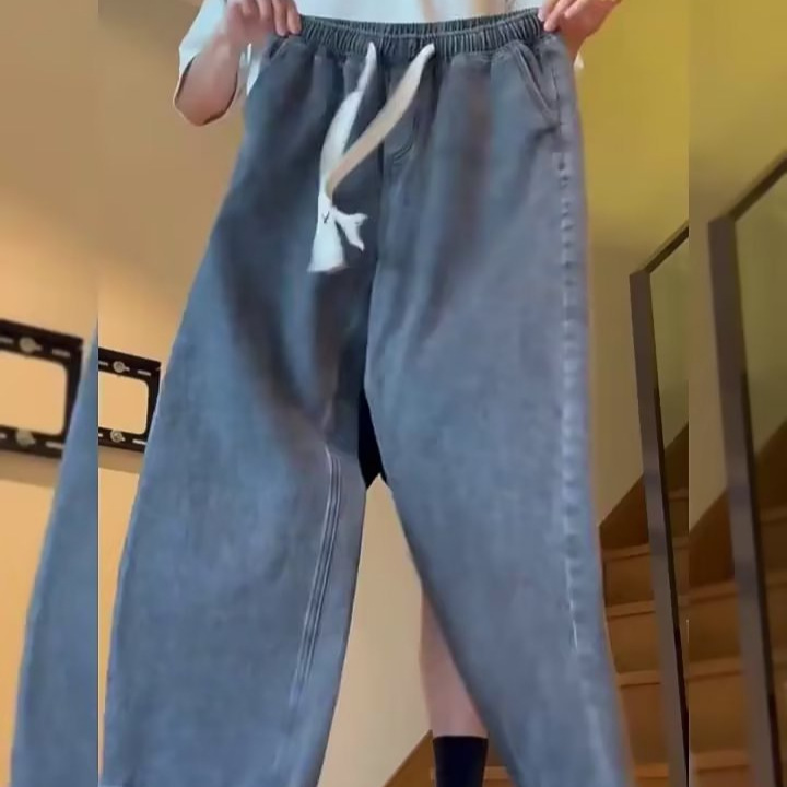 2024 primavera y otoño nuevos pantalones vaqueros casuales rectos sueltos para hombres