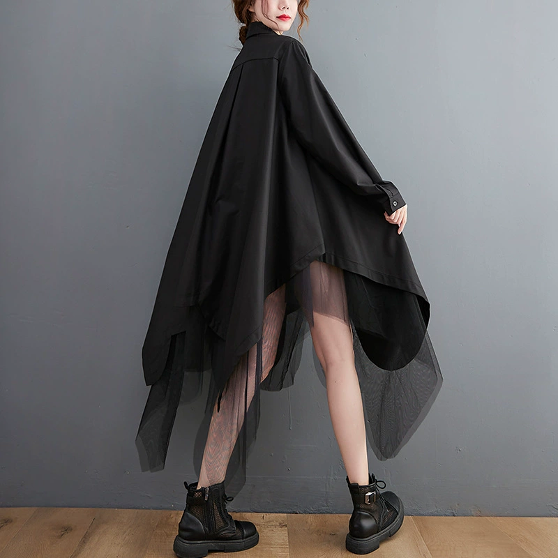 Autumn Shirt Set, Korean Style, Plus Size, Button-Front Longline Shirt (One Size)