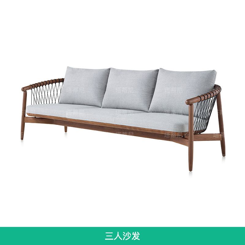 Conjunto de muebles de teca para exteriores, sofá para villa, terraza, resistente a la intemperie, protección solar, balcón, jardín, silla de ratán, mesa de centro. image 8