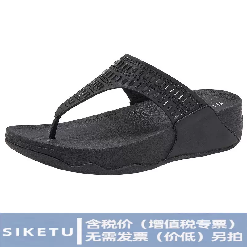 987-2亚马逊2025夏季水钻凉鞋女轻盈运动风舒适橡筋大码厚底拖鞋