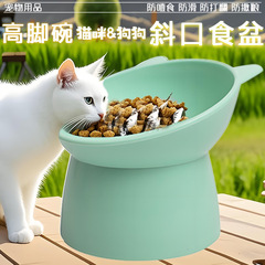 爆款防打翻猫碗防黑下巴倾斜高脚护颈家用猫盆狗碗饮水宠物碗食盆